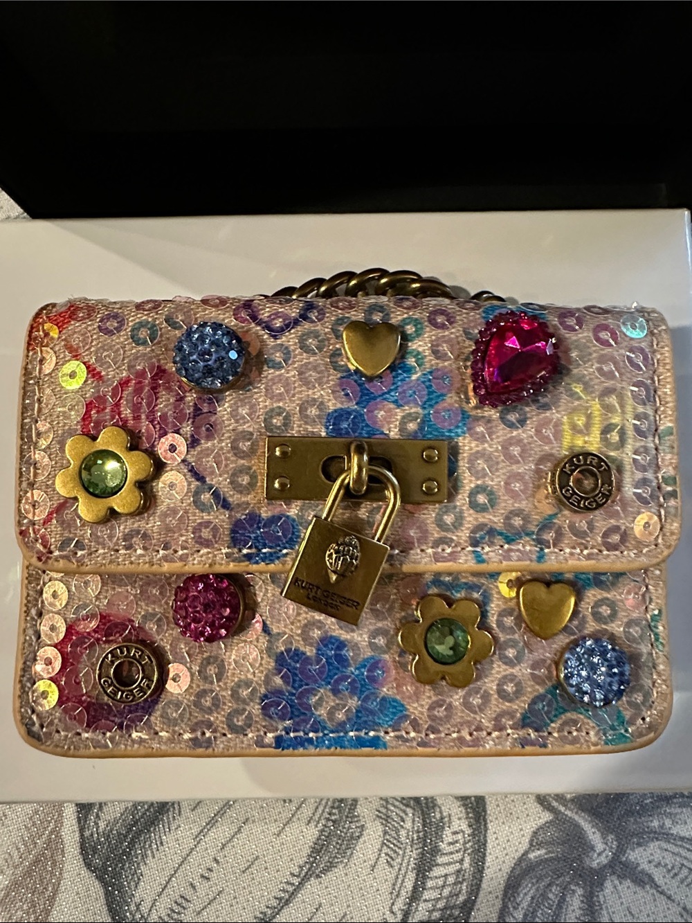 Kurt Geiger London Micro Brixton Crystal & Sequin Crossbody Bag